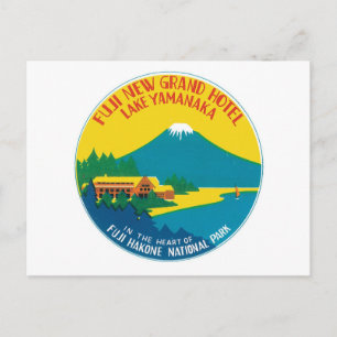 Vintage Travel Fuji Japan Hotel Label Postkarte