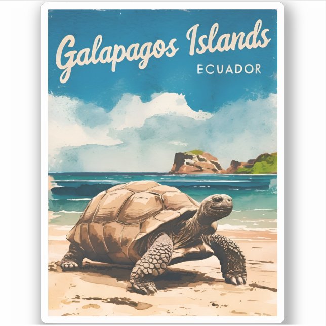 Vintage Travel Galapagos Inseln Ecuador Retro Aufkleber (Vorderseite)