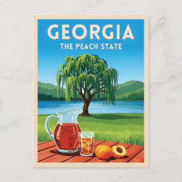 Vintage Travel Georgia Peach State Retro Scenic Postkarte