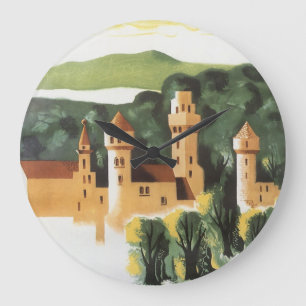 Vintage Travel, German Castle, Bayern Deutschland Große Wanduhr