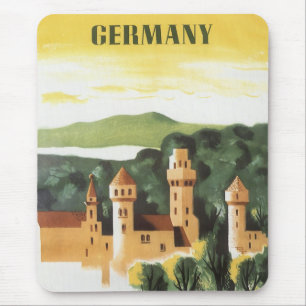 Vintage Travel, German Castle, Bayern Deutschland Mousepad