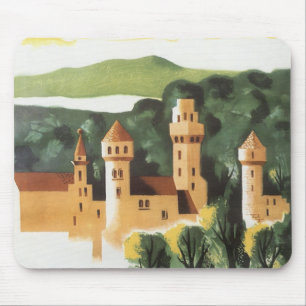 Vintage Travel, German Castle, Bayern Deutschland Mousepad