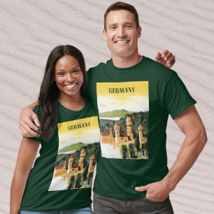 Vintage Travel, German Castle, Bayern Deutschland T-Shirt