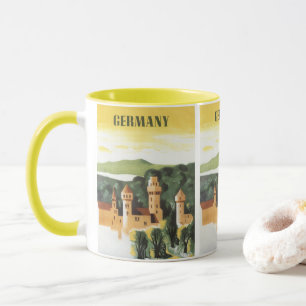 Vintage Travel, German Castle, Bayern Deutschland Tasse
