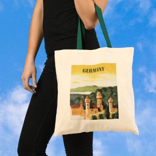 Vintage Travel, German Castle, Bayern Deutschland Tragetasche