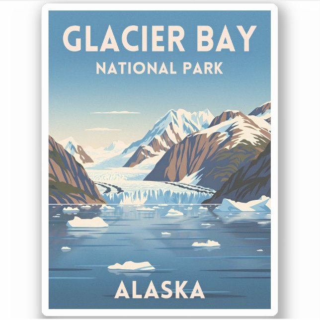Vintage Travel Glacier Bay Nationalpark Alaska Aufkleber (Vorderseite)