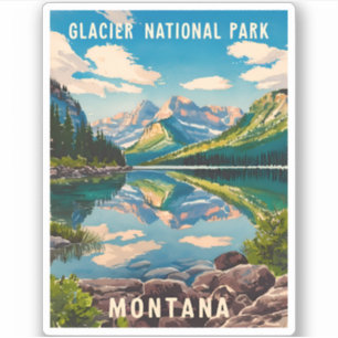 Vintage Travel Glacier Nationalpark Montana Aufkleber