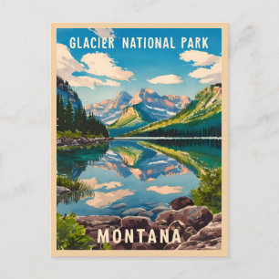 Vintage Travel Glacier Nationalpark Montana Postkarte