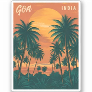 Vintage Travel Goa India Seaside Retro Landschaftl Aufkleber
