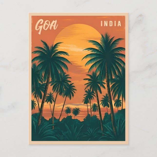 Vintage Travel Goa India Seaside Retro Landschaftl Postkarte (Vorderseite)
