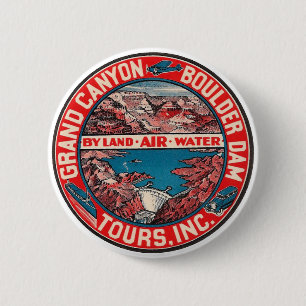 Vintage Travel - Grand Canyon / Boulder Dam Button