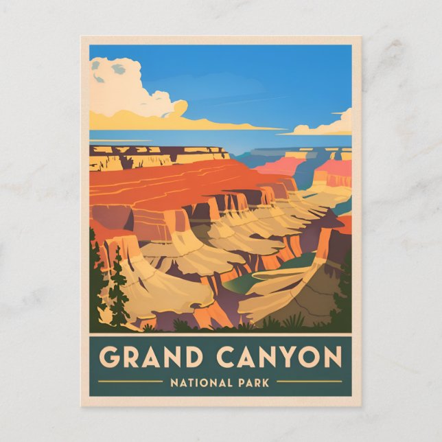 Vintage Travel Grand Canyon Nationalpark Retro Postkarte (Vorderseite)