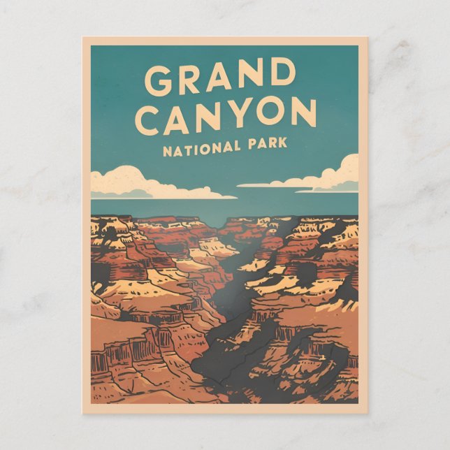 Vintage Travel Grand Canyon Retro Landschaftlich Postkarte (Vorderseite)