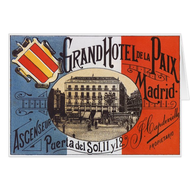 Vintage Travel, Grand Hotel Paix, Madrid, Spanien (Vorderseite (Horizontal))