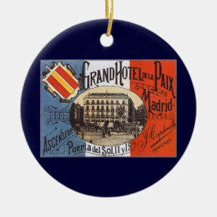 Vintage Travel, Grand Hotel Paix, Madrid, Spanien Keramikornament