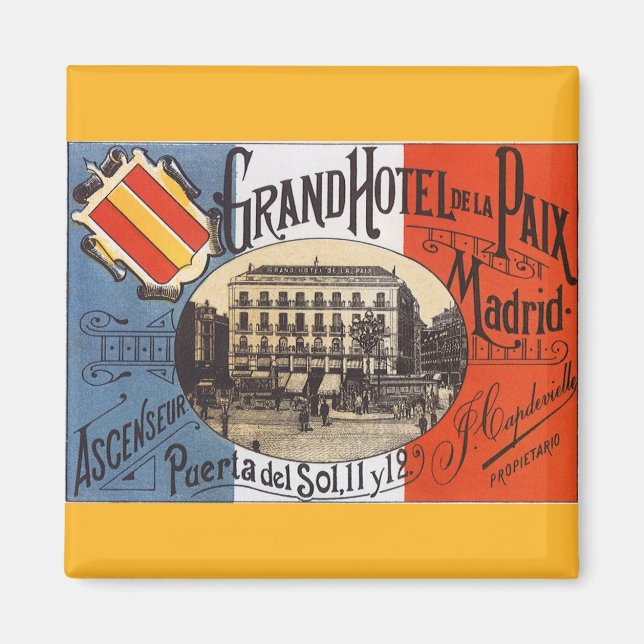 Vintage Travel, Grand Hotel Paix, Madrid, Spanien Magnet (Vorne)