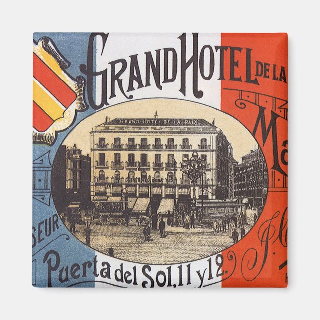 Vintage Travel, Grand Hotel Paix, Madrid, Spanien Magnet (Vorne)
