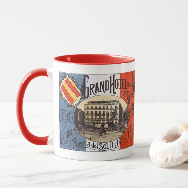Vintage Travel, Grand Hotel Paix, Madrid, Spanien Tasse (Mit Donut)