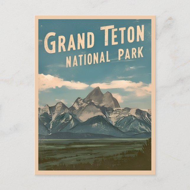 Vintage Travel Grand Teton Nationalpark California Postkarte (Vorderseite)