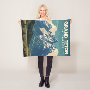 Vintage Travel Grand Teton Nationalpark Fleecedecke