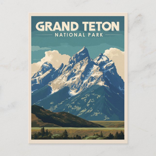Vintage Travel Grand Teton Nationalpark Postkarte (Vorderseite)