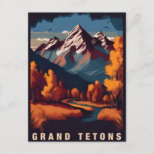 Vintage travel Grand Teton Nationalpark Wyoming Postkarte