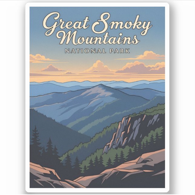 Vintage Travel Great Smoky Mountains Nationalpark Aufkleber (Vorderseite)