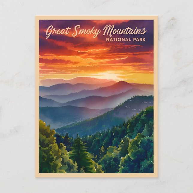 Vintage Travel Great Smoky Mountains Nationalpark Postkarte (Vorderseite)