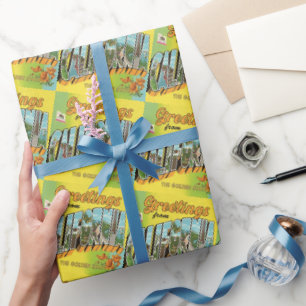 Vintage Travel Greetings aus Kalifornien Geschenkpapier