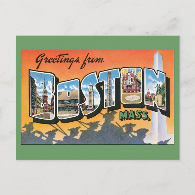Vintage Travel Greetings from Boston Massachusetts Postkarte (Vorderseite)