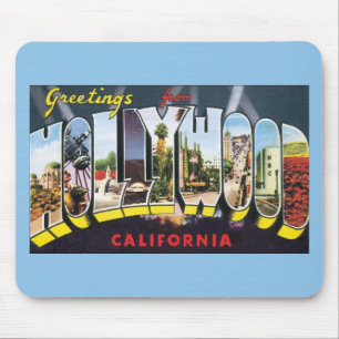 Vintage Travel Greetings from Hollywood California Mousepad