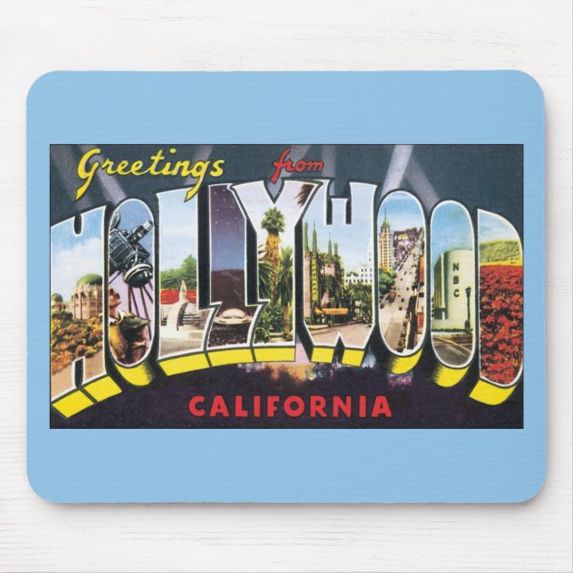 Vintage Travel Greetings from Hollywood California Mousepad (Vorne)