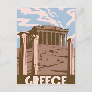Vintage Travel Griechenland Santorini Athen Kreta Postkarte