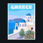 Vintage Travel Griechenland Santorini Athen Kreta  Postkarte<br><div class="desc">Vintag,  Retro,  Reisen,  modern,  Aquarell,  klassisch,  Santorin,  Athen,  Kreta,  Griechenland Postkarten, </div>