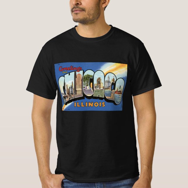 Vintage Travel, Gruß aus Chicago Illinois T-Shirt (Vorderseite)