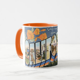 Vintage Travel, Gruß aus Kalifornien Poppies Tasse
