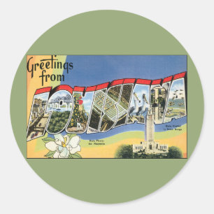 Vintage Travel, Gruß aus Louisiana Golf Runder Aufkleber