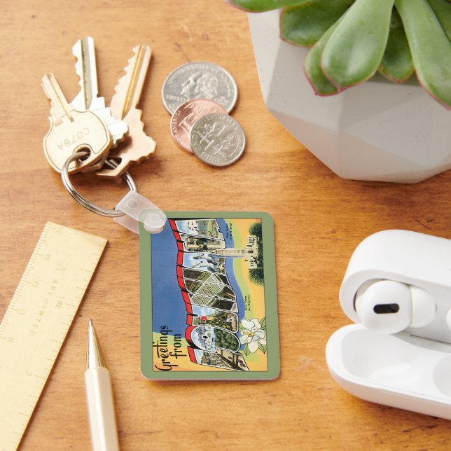 Vintage Travel, Gruß aus Louisiana Golf Schlüsselanhänger (Schreibtisch)