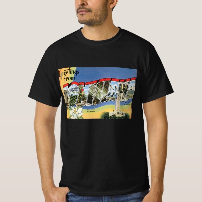 Vintage Travel, Gruß aus Louisiana Golf T-Shirt (Vorderseite)