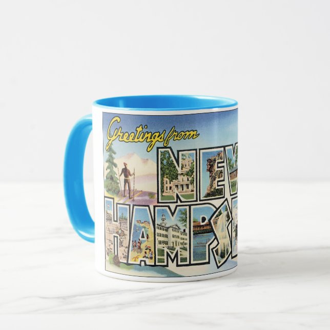 Vintage Travel, Grüße aus New Hampshire Tasse (Vorderseite Links)