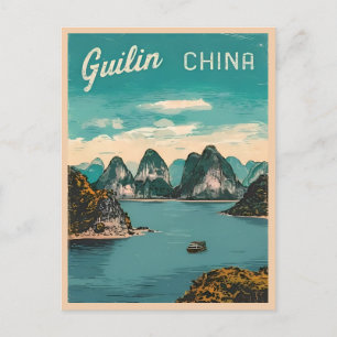 Vintage Travel Guilin China Ristorante da Valentin Postkarte