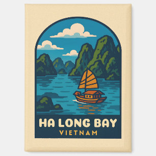 Vintage Travel Ha Long Bay Vietnam Retro Landschaf Magnet