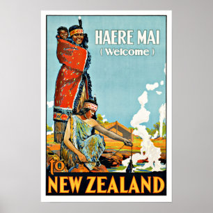 Vintage Travel Haere Mai nach Neuseeland Poster