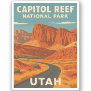 Vintage Travel Hauptstadt Reef Nationalpark Utah Aufkleber
