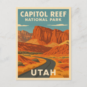 Vintage Travel Hauptstadt Reef Nationalpark Utah Postkarte