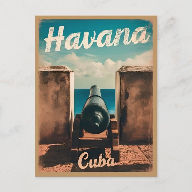 Vintage Travel Havana Cuba Retro Graphic Postkarte (Vorderseite)