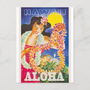 Vintage Travel Hawaii, Aloha! Postkarte