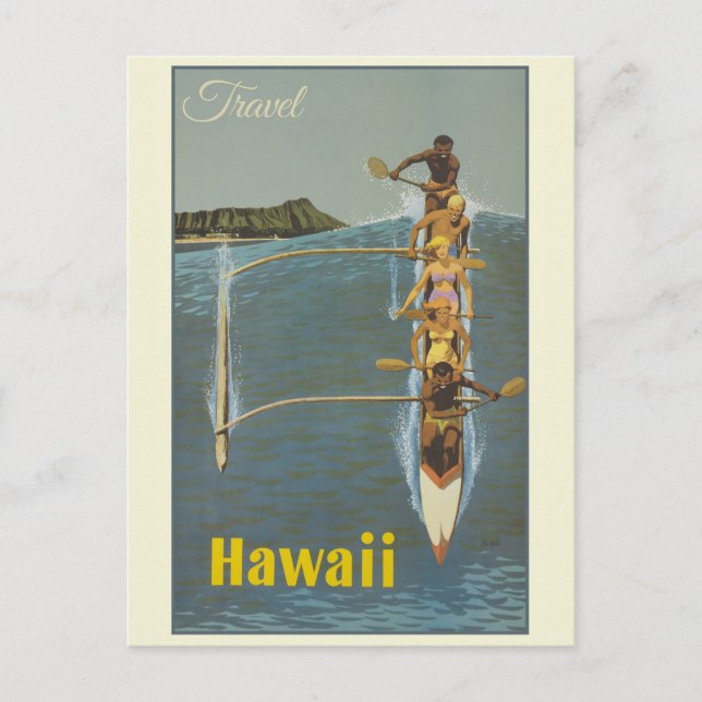 Vintage Travel Hawaii Postkarte (Vorderseite)