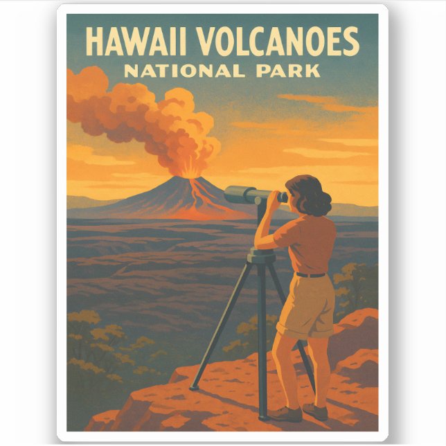 Vintage Travel Hawaii Volcanoes Nationalpark Aufkleber (Vorderseite)