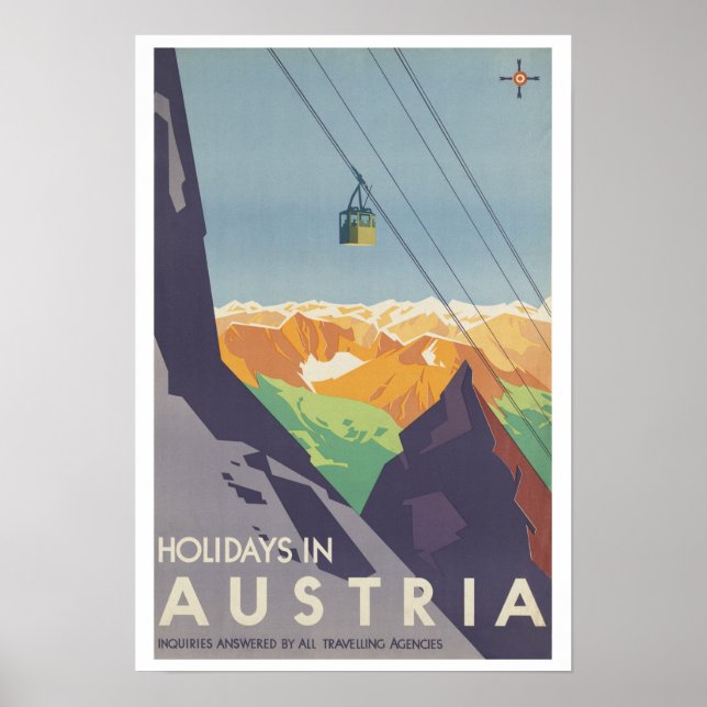 Vintage Travel Holidays in Österreich Poster (Vorne)